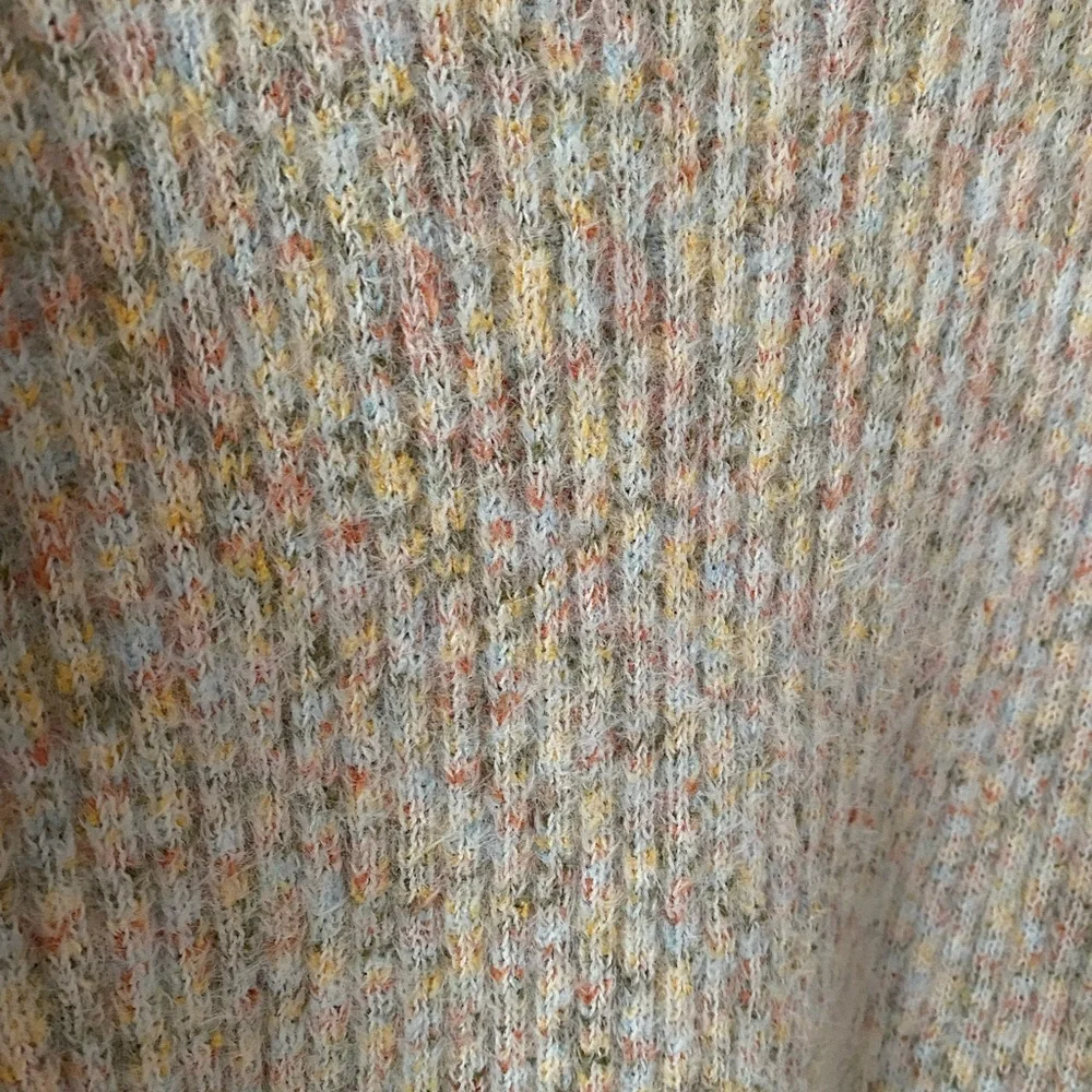 Lulu’s Sweet Whispers Ivory Multicolor Eyelash Knit Turtleneck Sweater Dress - Picture 6 of 6